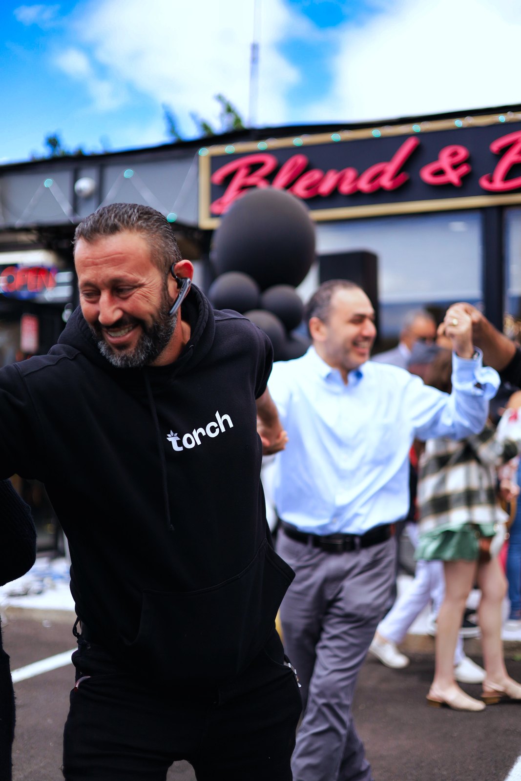 Opening celebration outside the store